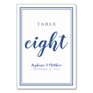 Numeração De Mesa Mesa de Casamento Azul Oito Simples Moderno Minima