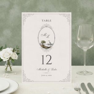 Numeração De Mesa Mesa de Casamento com Monograma de Paisagem France