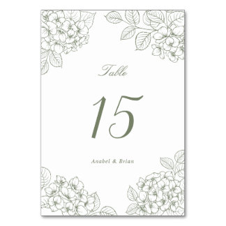 Numeração De Mesa Mesa de Casamento de Hortênsia Verde Elegante Flor