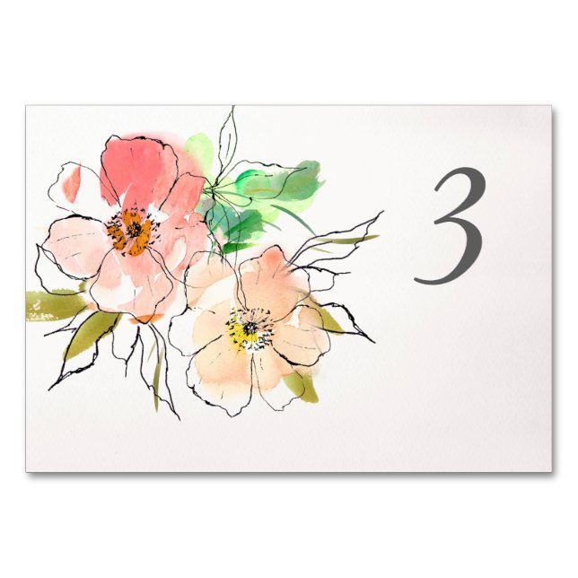 Numeração De Mesa Mesa de Casamento de Impressão Floral de Watercolo (Frente)
