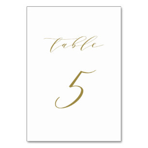Numeração De Mesa Mesa de Casamento de Script Minimalista Dourado 5
