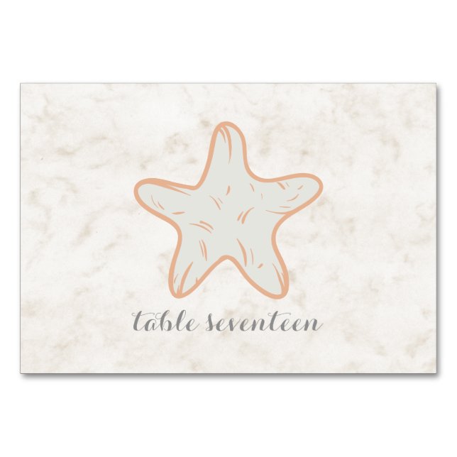 Numeração De Mesa Mesa de Casamento de Starfish Rustic Orange (Frente)