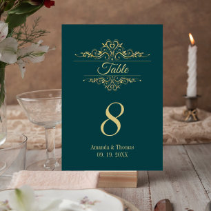 Numeração De Mesa Mesa de casamento do quadro elegante verde-gasolin