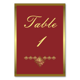 Numeração De Mesa Mesa de Casamento Dourado e Vermelho Elegante