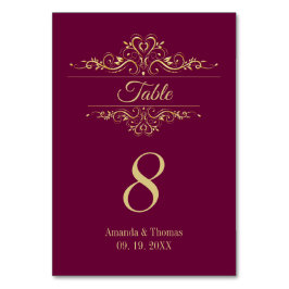 Numeração De Mesa Mesa de casamento elegante do Burgundy