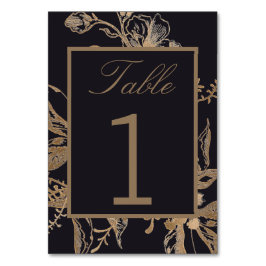 Numeração De Mesa Mesa De Casamento Floral Chic Dourado e Black Faux