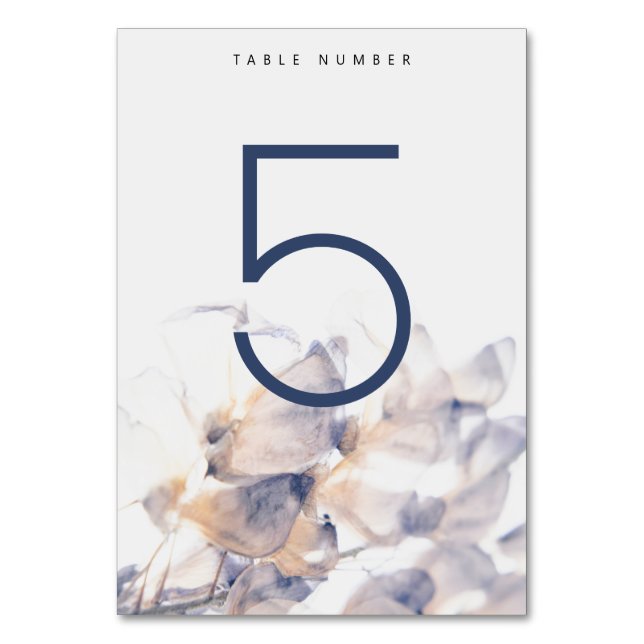 NUMERAÇÃO DE MESA MESA DE CASAMENTO FLORAL DE PATELA BRANCO E AZUL N (Frente)