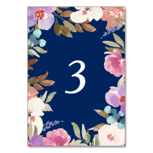 Numeração De Mesa Mesa de Casamento Floral do Jardim Azul-marinho