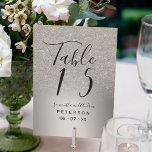 Numeração De Mesa Mesa de casamento ombre com brilho de prata<br><div class="desc">Um casamento com tipografia elegante da caligrafia metálica ombre,  glitter prateada e luxuosa,  com tipografia elegante.</div>