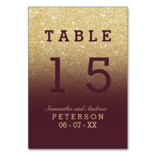 Numeração De Mesa Mesa de casamento ombre vermelho-burgundy com bril