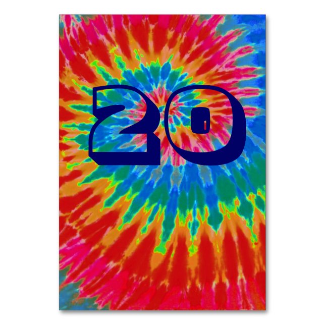 Numeração De Mesa Mesa De Casamento Spiral Tie Dye Vinte (Frente)