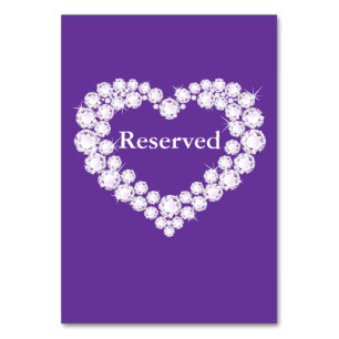 Numeração De Mesa Mesa de coração de diamante roxo de casamento rese