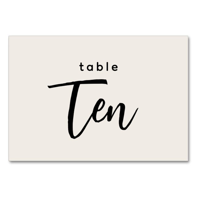Numeração De Mesa Mesa de Script Moderno 10 Casamento Não Branco (Frente)