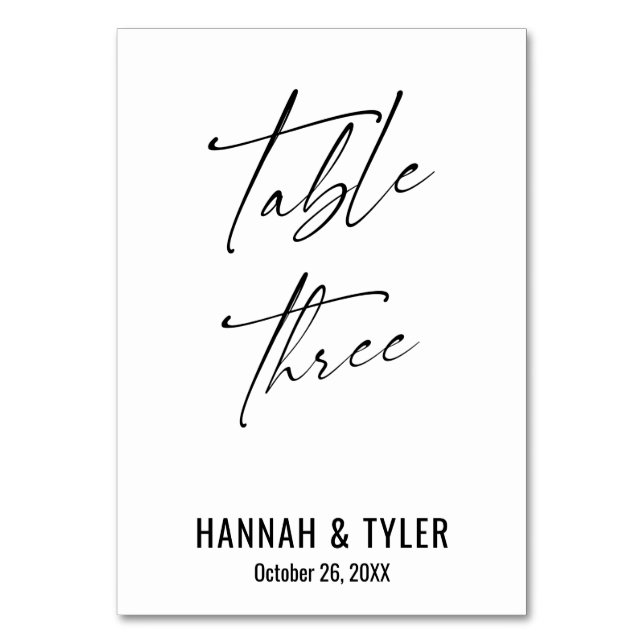 Numeração De Mesa Mesa de Tipografia Elegante Contemporânea Três (Frente)