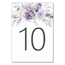 Numeração De Mesa Mesa Dez Casamento Floral Púrpura De Aquarela