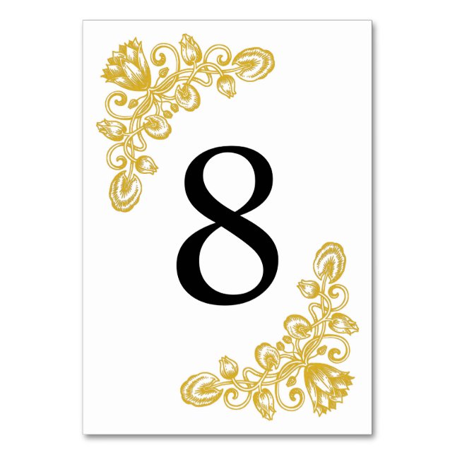 Numeração De Mesa Mesa Dourada Vintage 8 (Frente)