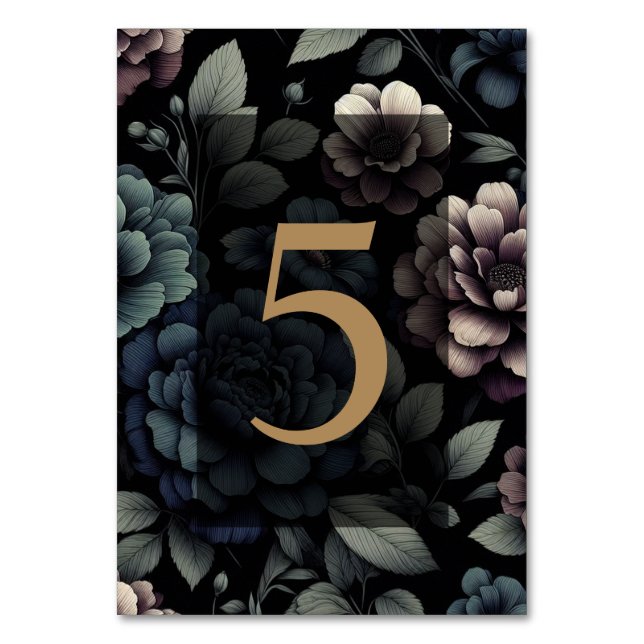 Numeração De Mesa Mesa Floral Azul-Moody 5 (Frente)