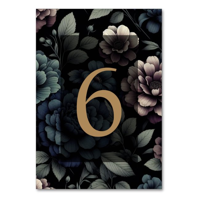 Numeração De Mesa Mesa Floral Azul Moody 6 (Frente)