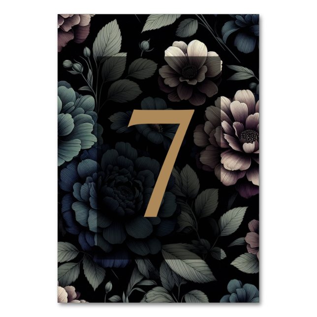 Numeração De Mesa Mesa Floral Azul-Moody 7 (Frente)