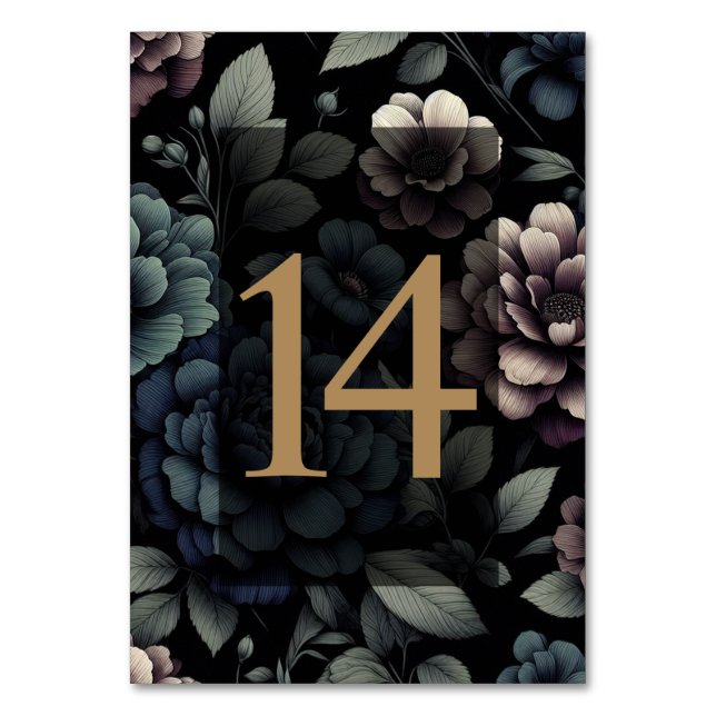 Numeração De Mesa Mesa Floral Blue Moody 14 (Frente)