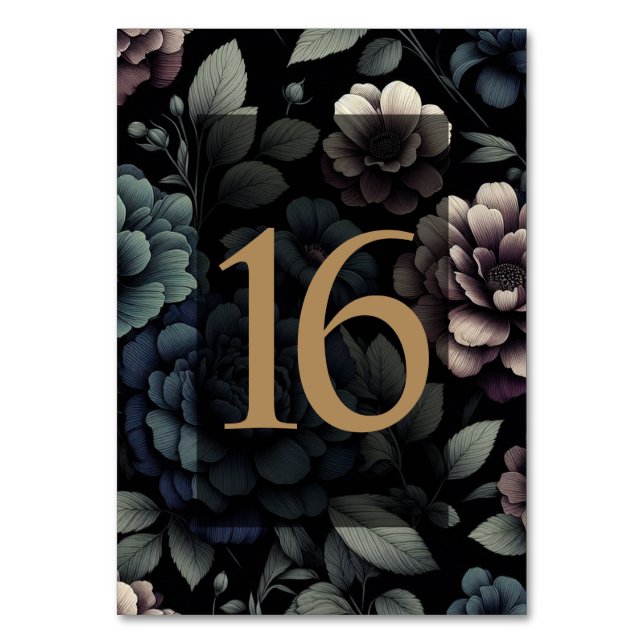 Numeração De Mesa Mesa Floral Blue Moody 16 (Frente)
