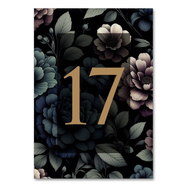 Numeração De Mesa Mesa Floral Blue Moody 17 (Frente)