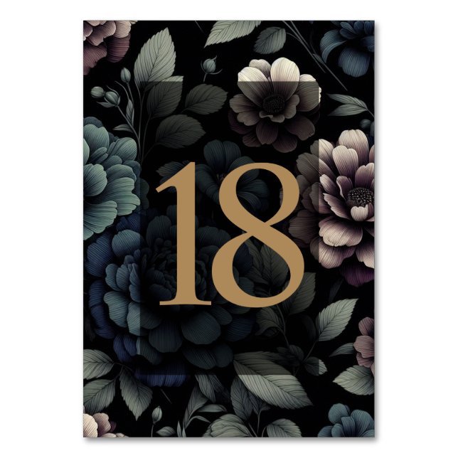 Numeração De Mesa Mesa Floral Blue Moody 18 (Frente)