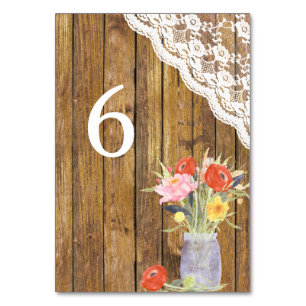 Numeração De Mesa Mesa floral de madeira do casamento do frasco de