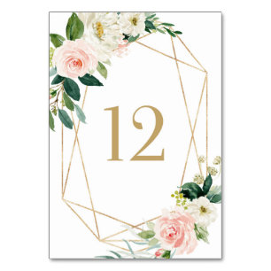 Numeração De Mesa Mesa Geométrica Aquarela Flores de Primavera 12