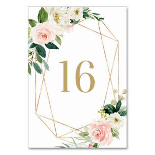 Numeração De Mesa Mesa Geométrica Aquarela Flores de Primavera 16