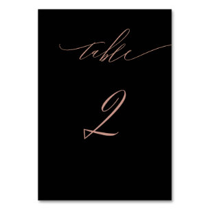 Numeração De Mesa Mesa Negra Elegante - Script Dourado No 2