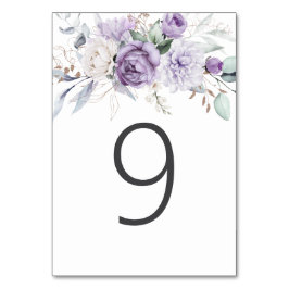 Numeração De Mesa Mesa Nine Watercolor Purple Floral Weding