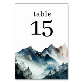 Numeração De Mesa Mesa Número Montanha Aquarela Azul