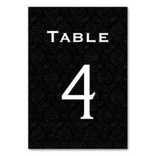 Numeração De Mesa Mesa preta número 4 do casamento tema damasco