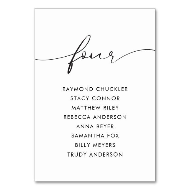 Numeração De Mesa Mesa Quatro de Casamento da Caligrafia Negra Moder (Frente)