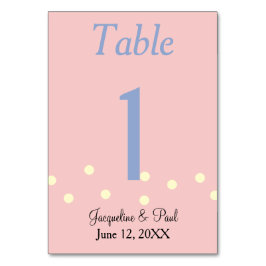 Numeração De Mesa Mesa rosa e Bolinhas Azul n.o