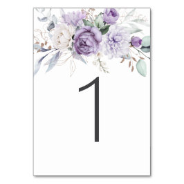 Numeração De Mesa Mesa Um Casamento Floral Púrpura De Aquarela