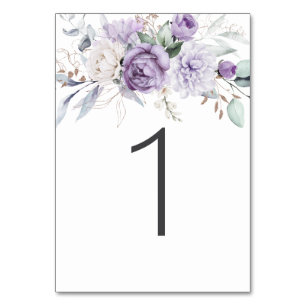 Numeração De Mesa Mesa Um Casamento Floral Púrpura De Aquarela