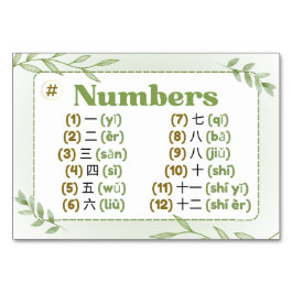 Numeração De Mesa Meses em chinês (cartões Flash)