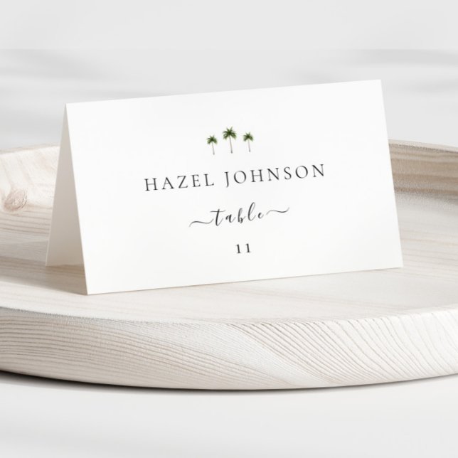 Numeração De Mesa Minimal Elegant Palm Tree Wedding Place Cards (Criador carregado)