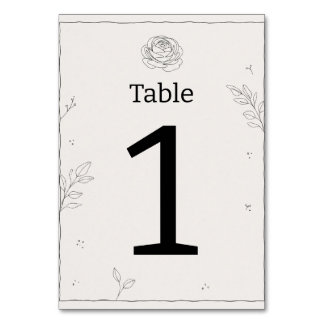 Numeração De Mesa Minimal Rose Line Art Botanical