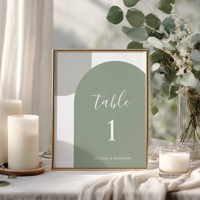 Numeração De Mesa Minimal Sage Green Rustic Boho Arch Table Number (Criador carregado)
