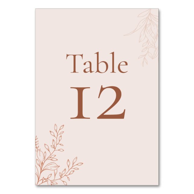Numeração De Mesa Minimal Terracotta Botanical Table Number (Frente)