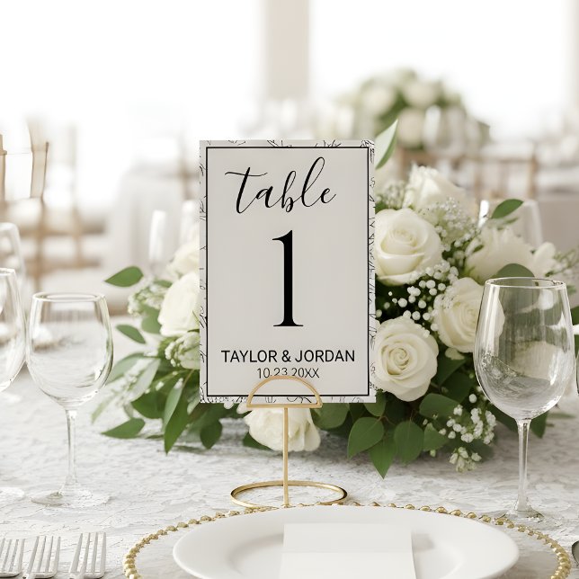 Numeração De Mesa Minimalist Botanical Framed Border Wedding  (Criador carregado)