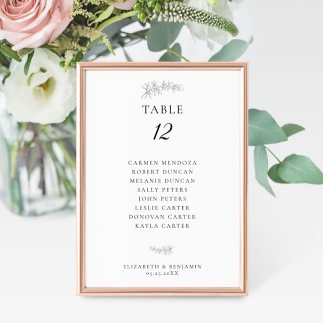 Numeração De Mesa Minimalist Botanical Wedding Seating Chart Budget (Criador carregado)