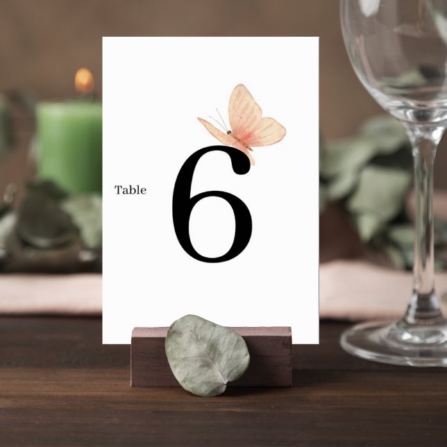 Numeração De Mesa Minimalist Butterfly Wedding Table Number Card (Criador carregado)