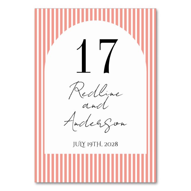 Numeração De Mesa Minimalist Elegant  Tangerine Striped  (Frente)