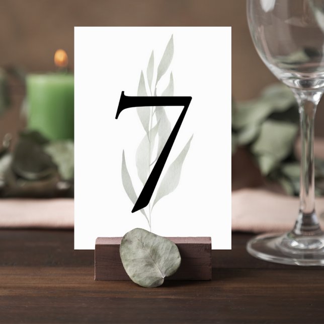 Numeração De Mesa Minimalist Eucalyptus Wedding Table Number Sign (Criador carregado)