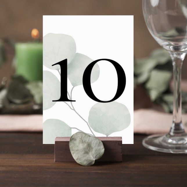 Numeração De Mesa Minimalist Greenery Wedding Table Number Card (Criador carregado)
