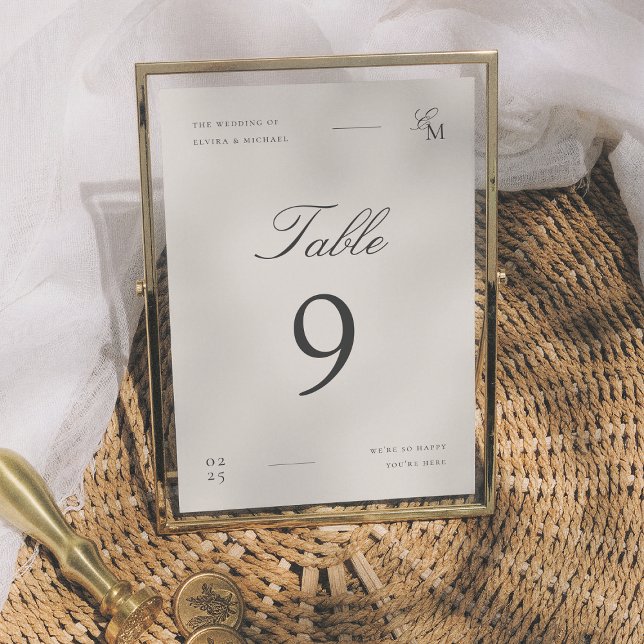 Numeração De Mesa Minimalist Ivory Editorial Wedding Table Number (Criador carregado)